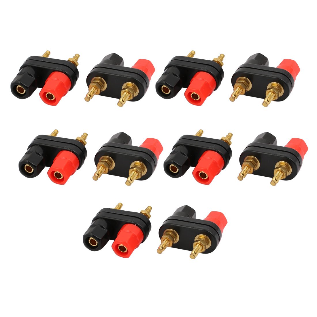 Sourcingmap 10pcs Copper Speaker Amplifier Terminal Dual Binding Post Banana Connectors