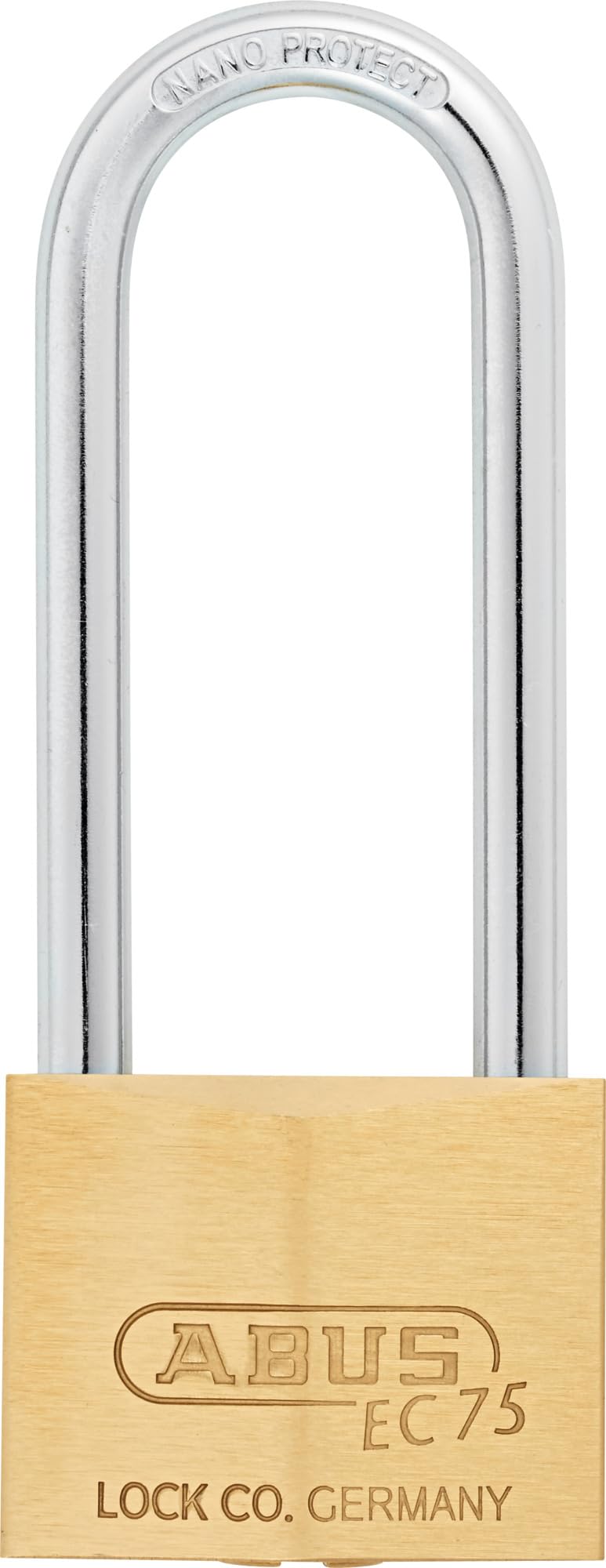 ABUS Brass Padlock 75/50HB80 Long Shackle with with Reversible Key Technology, Ideal for School, Gym, Outdoor - Brass