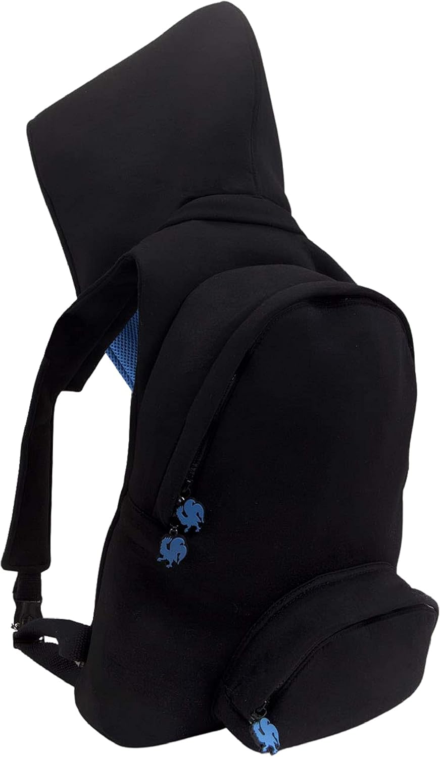Morikukko UnisexAdult Hooded Backpack Black Blue Backpack Black (Black