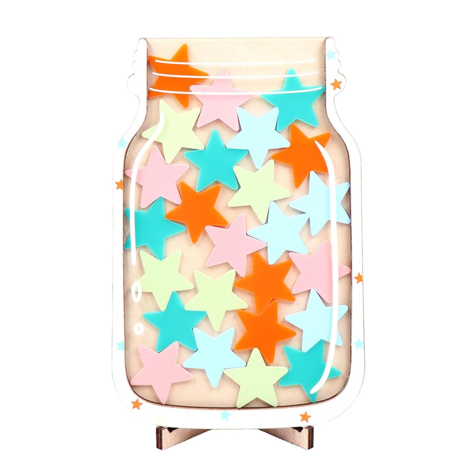 Reward Jar with Stars, Incentive Jar for Children Behaviour Star Jar Reward System Classroom Reward Jar Children's Reward Jar for Home School Classroom, Star Collect Jar Reward Chart