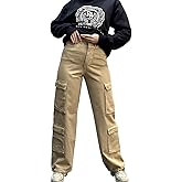 Cargo Pants for Women - High Waist Wide Leg Trousers with Pockets Y2k Trendy Casual Baggy Parachute Pants