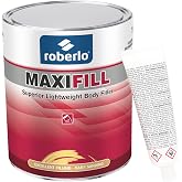 Roberlo Maxifill Superior Lightweight Body Filler &ndash; Easy Sanding &amp; Paintable for Car Repairs &ndash; Ideal for Dents, Holes &amp; Rust &ndash; Ultra Smooth Finish &ndash; 3 Liters + Hardener