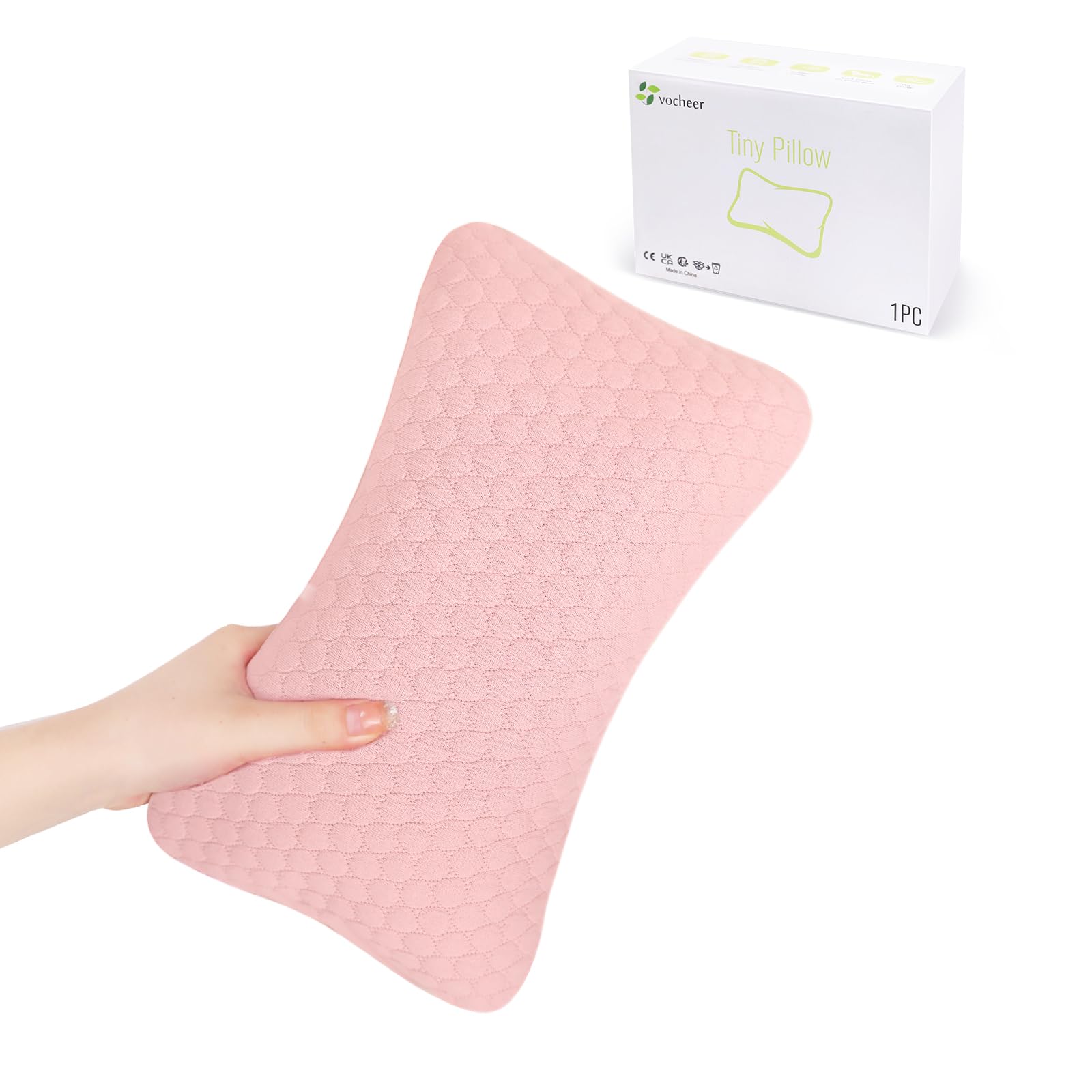 Photo 1 of vocheer Small Pillows for Sleeping, 11"x 7" Mini Travel Pillow, Tiny Pillows for Neck, Wrist, Lumbar and Knee, Pets Pillow, Cotton, Machine Washable,Pink-1PC