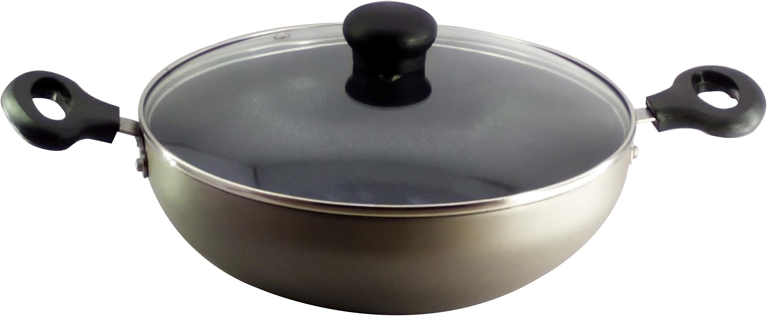 Induction Base Non-Stick Kadai with Glass Lid and 3 Layer Coating (240mm)