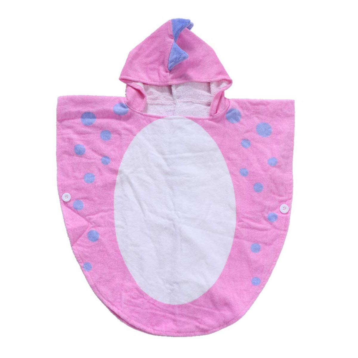 Newooe Children Bath Towel Baby Bathrobe Cotton Dinosaur Pattern Kids Robe Beach Swimming Hooded Poncho (Pink)