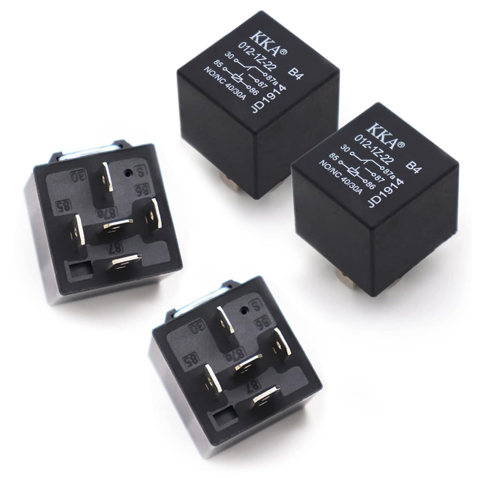 Aiqeer 2 Stück 5 Polig Auto Relais, 24V 40A SPDT KFZ Relais (Schwarz