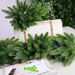 wonuu 25pcs Artificial Pine Green Leaves Needle