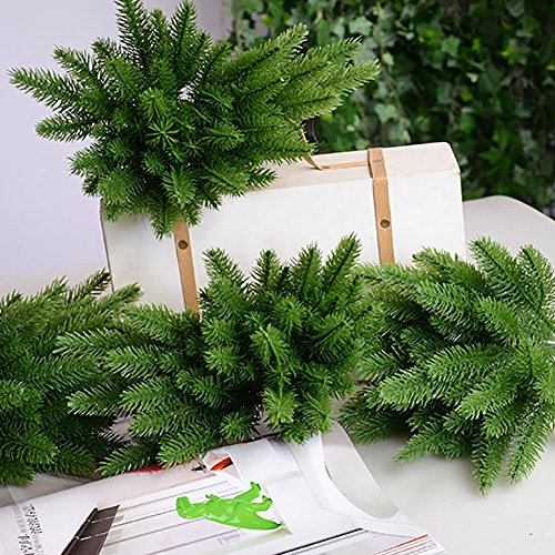 wonuu 25pcs Artificial Pine Green Leaves Needle