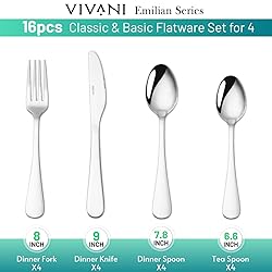 VIVANI 16 Piece Silverware Set for 4, Premium