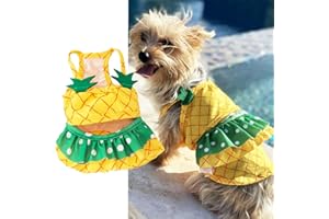 IMDOUBLEDOU Funny Dog Swimwear Bikini Summer Dog Clothes Beach Swimsuit Puppy Bathing Suit Puppy Vest Cooling Pet Shirt for Small Dogs, Cat Apparel (Medium, Yellow Pineapple)