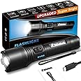 BIGCHECK Super Bright Flashlight, LED High Lumens Flashlights, Emergency Strobe USB C Rechargeable 5 Modes 4X Zoomable IP67 Waterproof Powerful Flash Lights, EDC Everyday Flashlights