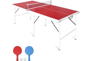 Seydrey 5.5x3ft Foldable & Portable Ping Pong Table, Folding Indoor Table Tennis w/ 2 Paddles, 2 Balls and Net