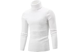 QZH.DUAO Men's Casual Slim Fit Turtleneck Pullover Sweaters Tops with Twist Patterned