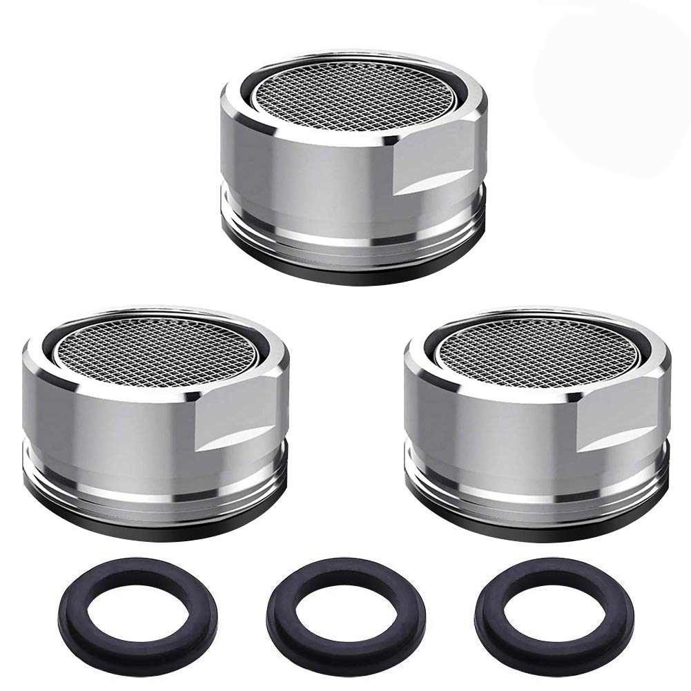 Tap Aerators,BETOY 3 Pieces Tap Faucet Polished Chrome 24mm Brass Threaded Aerator with Gasket Water Saving and Environmental Protection for Kitchen, Bathroom, Restaurant, Hotel, Public Places,Silver