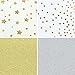 LaRibbons Wrapping Paper Roll - Gold Foil Dot, Starts and Glitter Color for Birthday, Holiday, Wedding, Baby Shower - 4 Rolls - 30 inch X 120 inch Per Roll