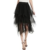 Soudittur Tulle Skirt for Women Girls Multi-Layered Skirt Mesh Midi Skirts for Daily Wear, Party, Halloween