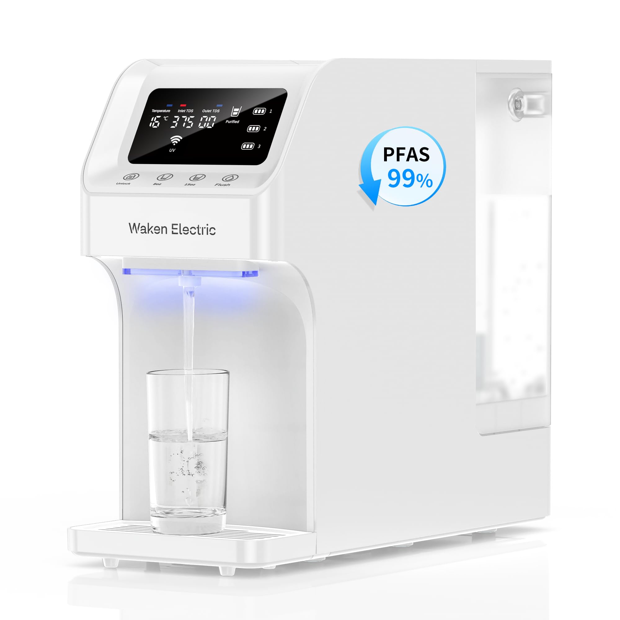 Photo 1 of *SOESNT POWER ON WATER DAMAGE*Waken Electric C11S Reverse Osmosis Water Filtration System Countertop 180oz Water Tank 4:1 Pure to Drain 8 Stage RO Filter No Installation for Home Apartment Condo RV