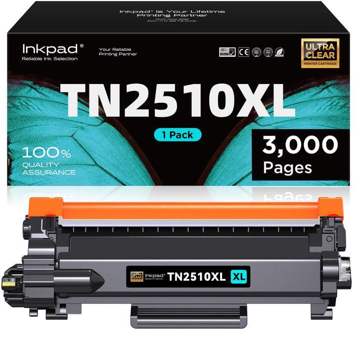 iNKPAD TN-2510XL Toner Compatible with Brother TN2510XL for MFC-L2860DW MFC-L2800DW DCP-L2660DW DCP-2620DW HL-L2445DW HL-L2400DW Printers (1 Black)