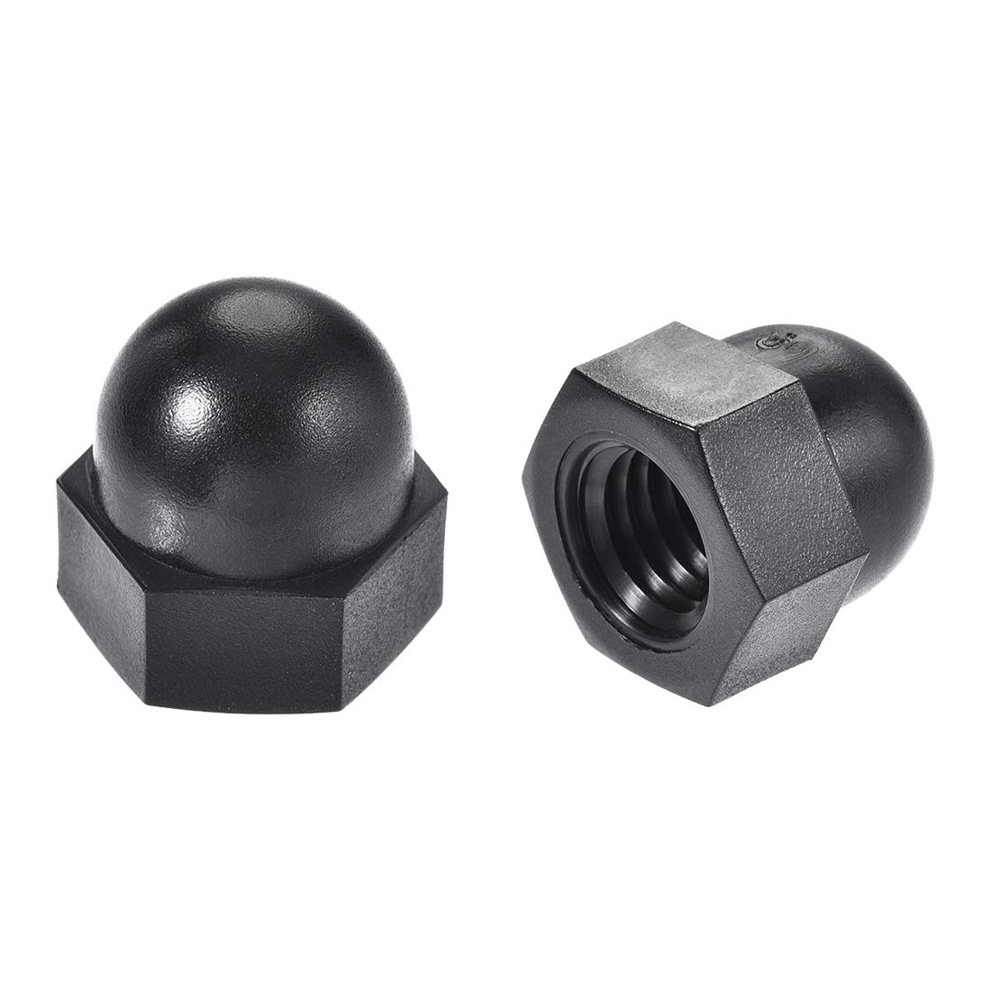 Sourcingmap M10 Diameter Female Thread Nylon Hex Domed Cap Nuts Black 10pcs