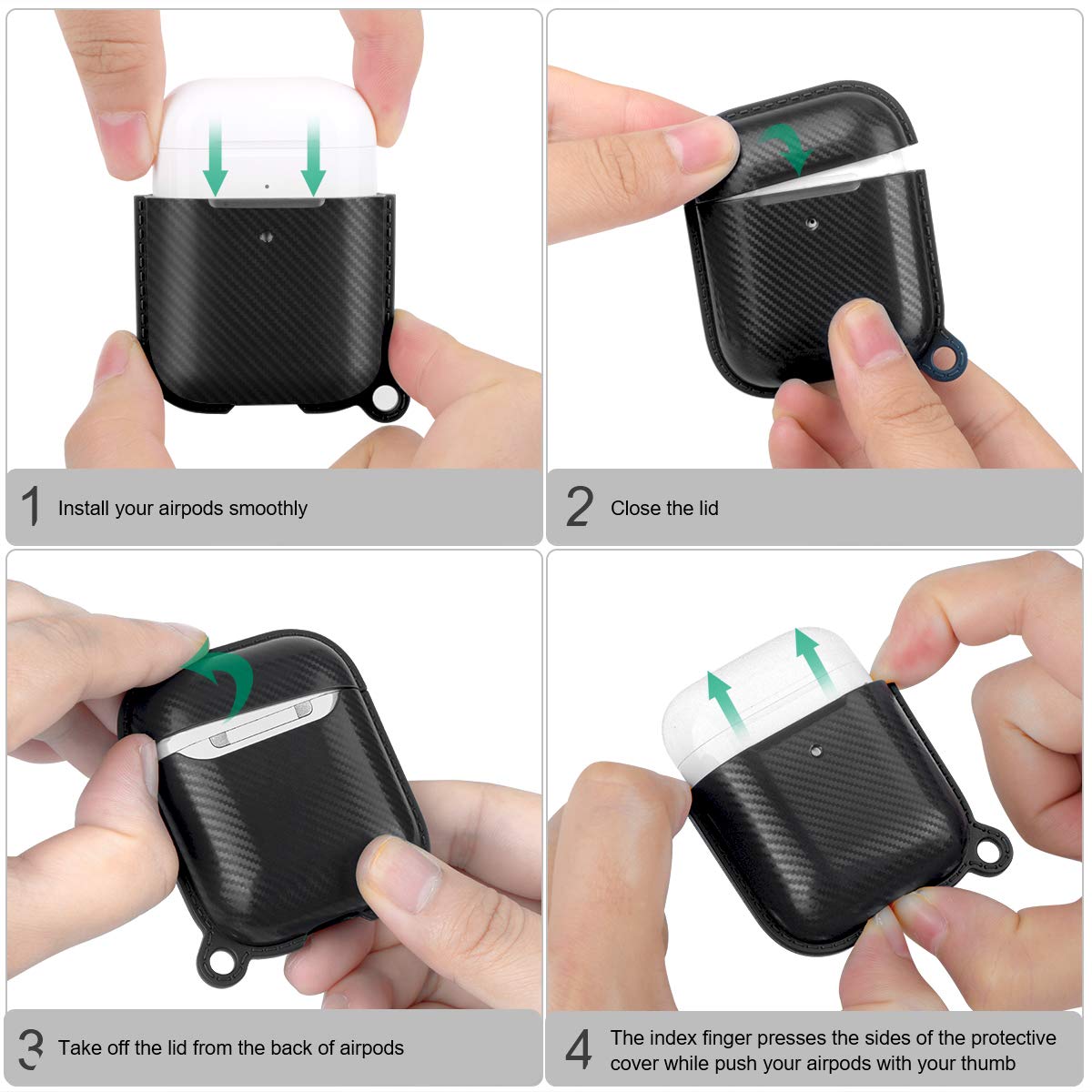 etasche AirPods Case Cover Full Protective Skins Cover [Front LED Visible & Supports Wireless Charging] Compatible with Apple Airpods 2&1