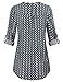 MCKOL Casual Tops For Women, Ladies Split V Neck Flowy 3/4 Cuffed Sleeve Geometric Printed Chiffon Tunic Top Shirts(Dark Cyan,Large)