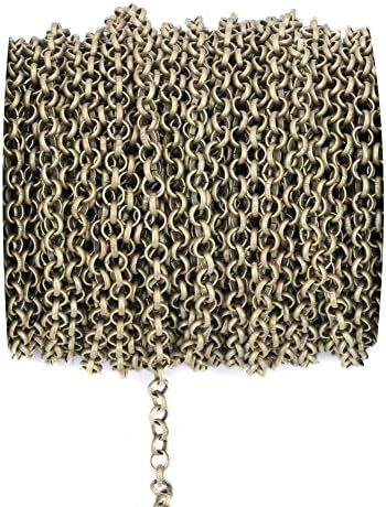 32.8ft O-Type Twisted Chains Curb Chain Metal Cable Chain Link Jewelry Making Chain for DIY Making Necklace Bracelet (Bronze, 5.8mm)