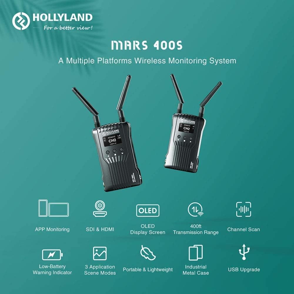Hollyland Mars 400S Wireless Video Transmitter and Receiver SDI/HDMI 400ft Long Range 0.1s Low Latency 1080P HD Video WiFi Transmission System : Camera & Photo