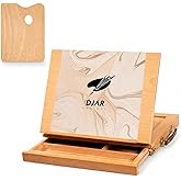 DJAR Tabletop Sketchbox Art Easel with Storage &amp; Palette, Solid Beechwood | Hold Canvas up to 11" x 14", Compact Adjustable &amp; Portable Stand for Painting, Sketching, Drawing and Art Supplies Storage