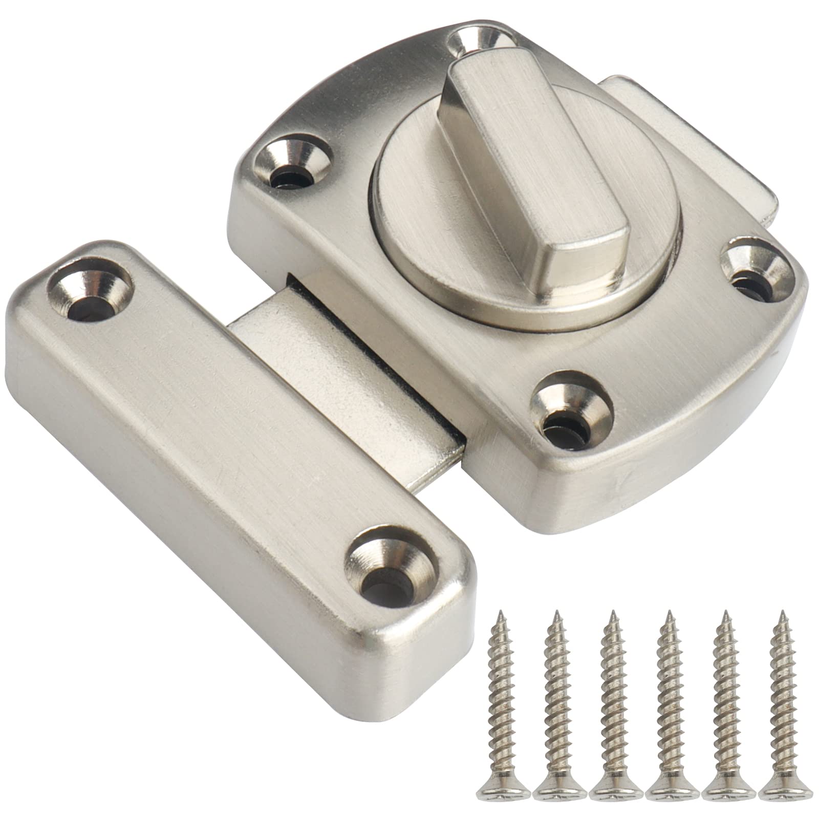 Roellgs 1 Piece zinc Alloy Door Bolt Swivel Latch, Security Door Sliding Lock, Bathroom Toilet Door Window Swivel Bolt Hotel Various Door Cupboard Window Door Lock (Silver)