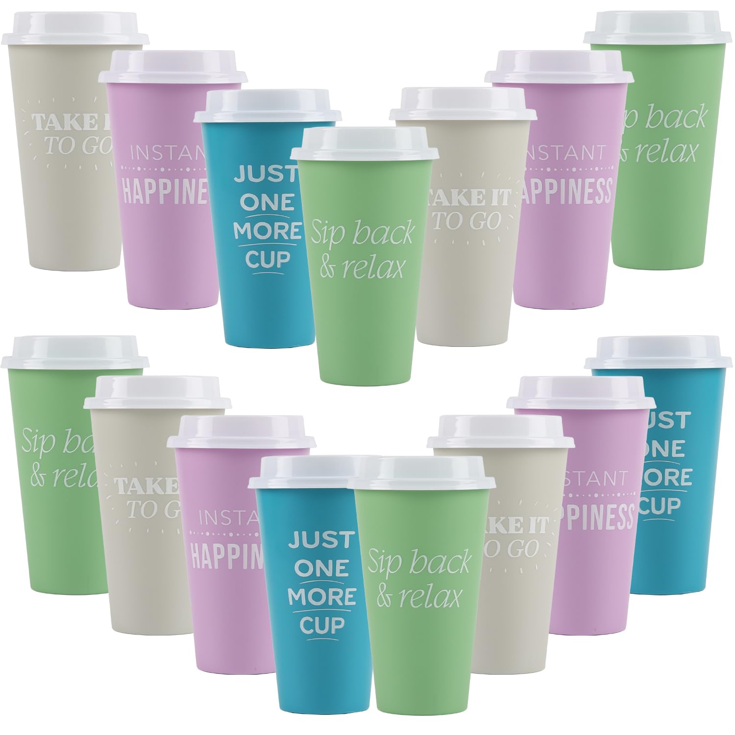 Photo 1 of MiraFure 15 Pack Reusable Coffee Cups with Lids 16 oz Travel Coffee Mug Plastic To Go Coffee Cups with Lids for Hot and Cold Drinks