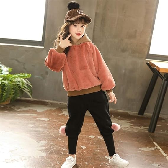 Amazon Co Jp W E ダブリュー イー 子供洋服 女の子 洋服 キッズ服 子供服 秋冬 女の子 ファッショントレーナー 女の子 外国 暖かさ ベルベット ツーピース スーツ 子供服 ジュニア服 キッズコスチューム 可愛い 通園 通学 子ども服 Color Pink Size 1cm 服