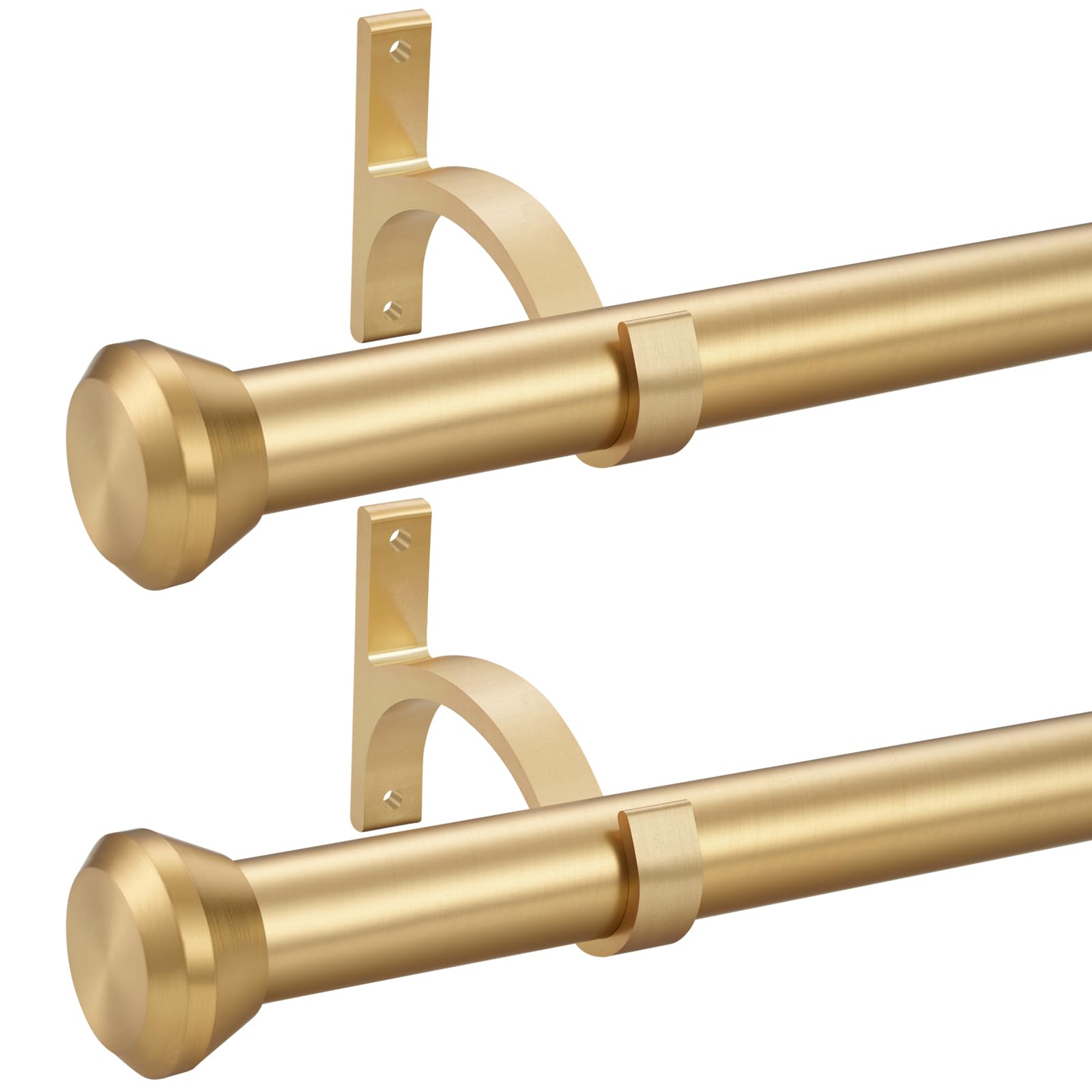 Photo 1 of 2 Pack Telescoping Curtain Rods, 1Inch Diameter Drapery Rods 72-144Inch Length Adjustable Rod with Brackets Window Treatment-Warm Gold