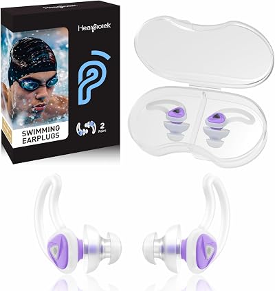 Hearprotek Swimming Ear Plugs Adults 2 Pairs Silicone Purple