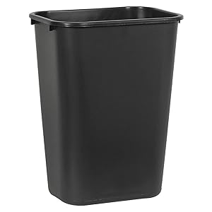 Rubbermaid Commercial 295700BK Deskside Plastic Wastebasket, Rectangular, 10 1/4 gal, Black