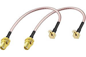2PCS DHT Electronics RF coaxial Coax Cable Assembly SMA Female to MCX Male Right Angle 6''