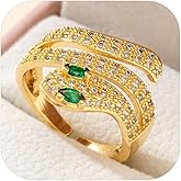 Grmpt 18K Gold Plated Snake Rings for Women Adjustable Open CZ Snake Wrap Rings Multi-layer Snakes Ring