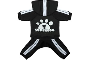 LONTEPET Dog Hoodie 4 Legs Jumpsuit for Small Dogs Puppy Clothes Dog Pullover Sweatshirt Cotton Doggie Winter Coat Cat Apparel（Small，Black）