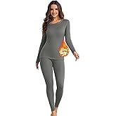 SHARICCA Thermal Underwear Set for Women Fleece Lined Long Johns Lightweight Base Layer Winter Pajamas Shirts & Bottoms