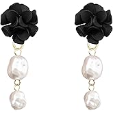 Just Follow Flower Pearl Earrings for Women Dangle Drop Earrings with Blossom Petal Design Floral Studs Spring Jewelry for Her