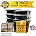 SALE! 3 Compartment Plastic Meal Prep Containers (10 Pack) Durable Food Storage Bento Box Lunch Bowl with Deli Airtight Lids for Portion Control 21 Day Fix BPA-Free USA MADE Reusable