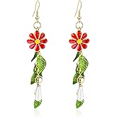 Peasimy Daisy Flower Tassel Long Earring Flower Drop Dangle Earrings Statement Jewelry Bar Party for Women