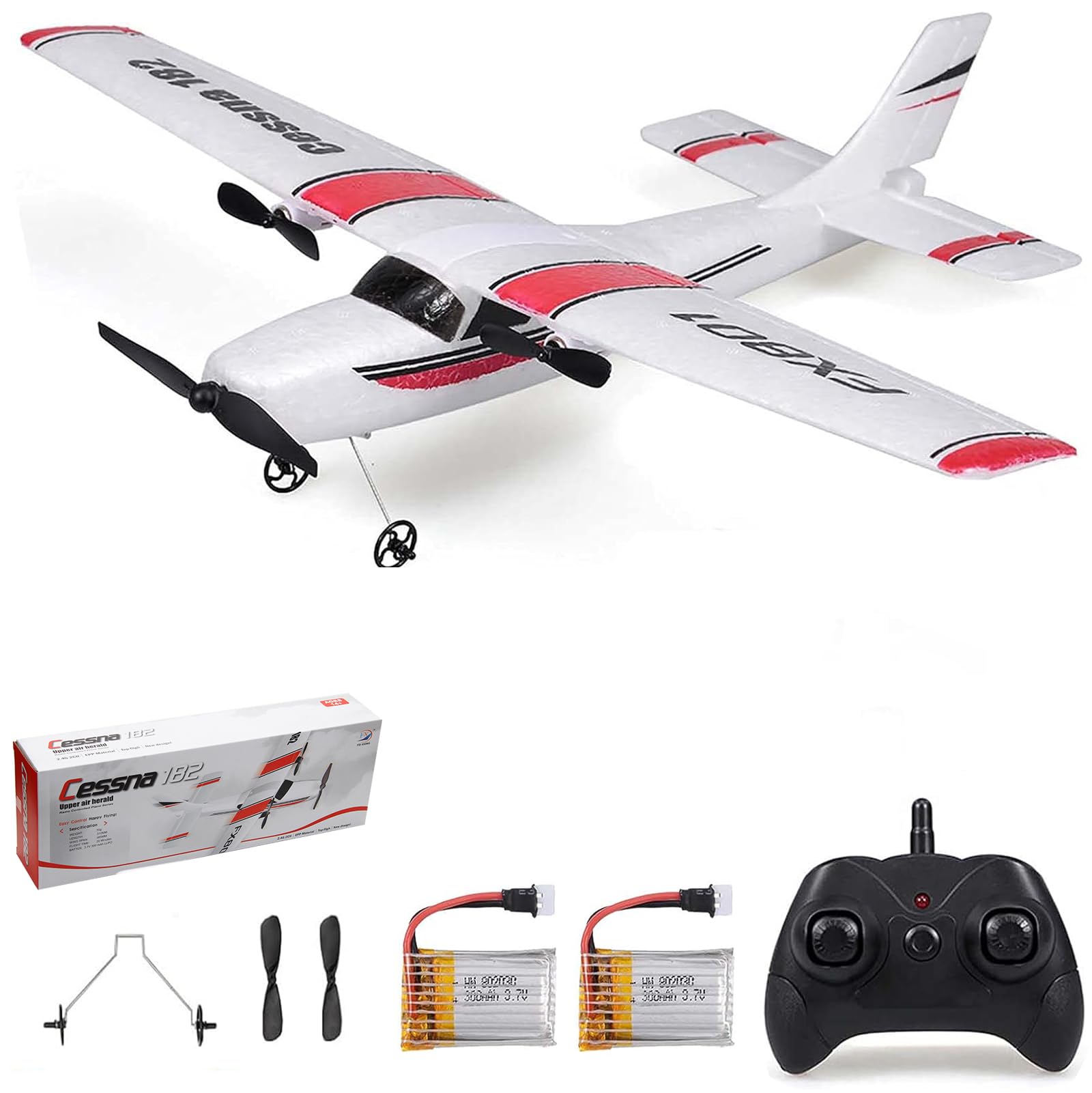 Goolsky FX801 Remote Control Airplane 2.4GHz 2CH RC Airplane - Ready To Fly RC Plane with Propeller Saver, Aircraft Range Over 120 Meters, Outdoor Flight Toys for Teen with 2 Battery