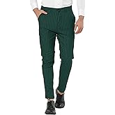 Lars Amadeus Men's Dress Striped Pants Slim Fit Flat Front Business Trousers