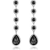 Rhinestone Statement Long Dangle Earrings for Women,Vintage Wedding Bridal Elegant Crystal Chandelier Teardrop Earrings Costume Jewelry for Prom Party