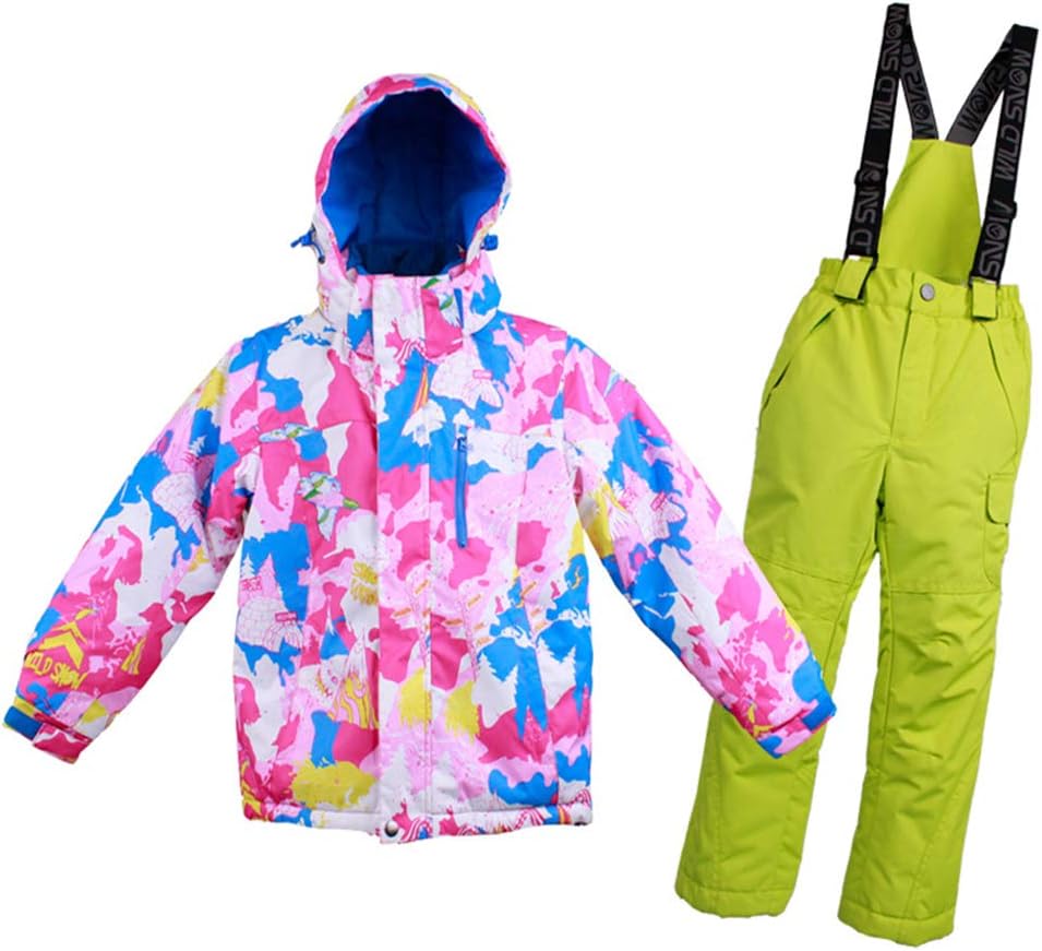 Amazon WILD SNOW スキーウェア ジュニア キッズ スノーボードウェア スノーウェア 防寒 防水 サスペンダー式 ガールズ