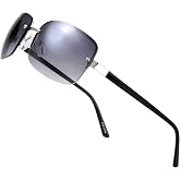 Minimalist Semi-rimless Rectangular Sunglasses for Men Women - Exquisite Packaging