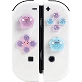 Cute Silicone Cross D-Pad Button Caps Silicone Thumb Grips Set, ABXY Key Buttons Sticker Joystick Cover Caps Compatible with Nintedo Switch/OLED - Versatile Elves (Powder, Blue)