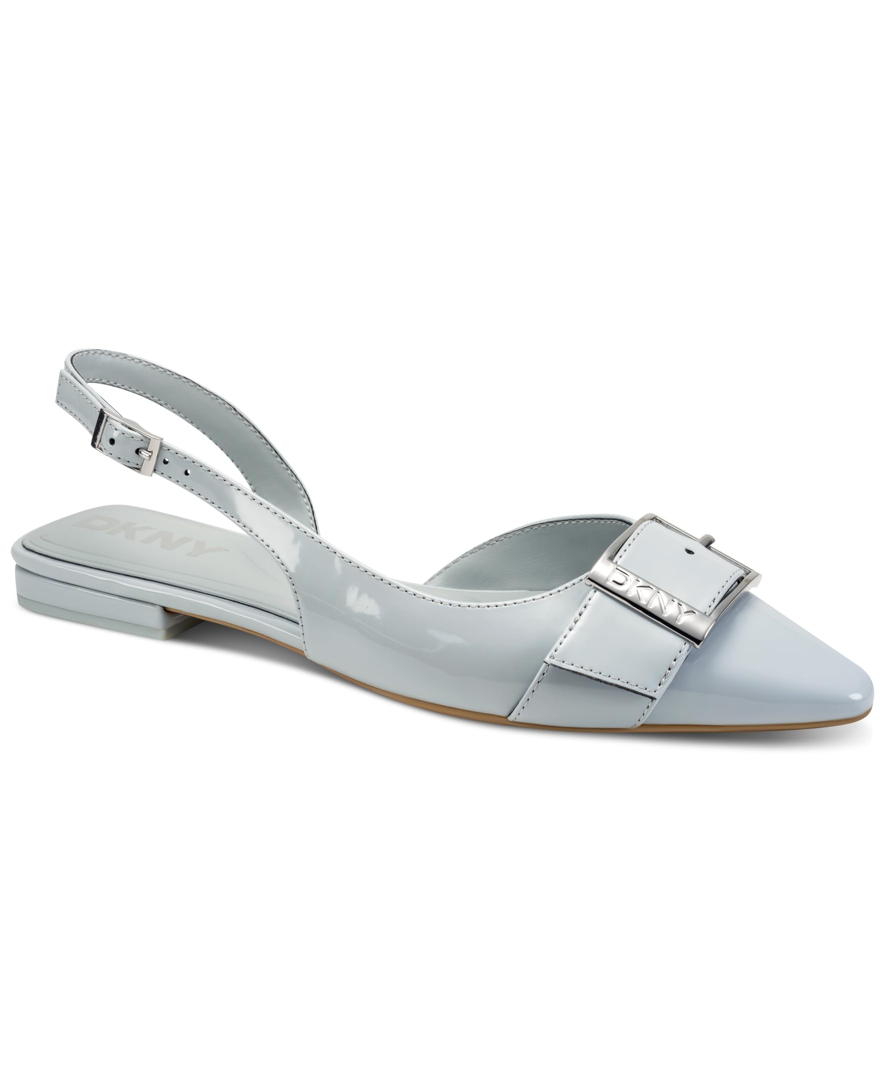 DKNY Women’s Clemma Slingback Loafer Mule with Belt Detail, Storm Grey, 8