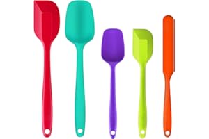 BARSONE Spatulas Silicone Heat Resistant, Food Grade Rubber Spatula Set for Cooking, Baking, Stirring Heat Resistant 446°F Spatulas for Nonstick Cookware Dishwasher Safe BPA Free Multicolor Set of 5