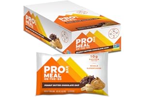 PROBAR - MEAL Bar, Peanut Butter Chocolate Chip, Non-GMO, Gluten-Free, Healthy, Plant-Based, Whole-Food Ingredients, Natural Energy (12 Count)